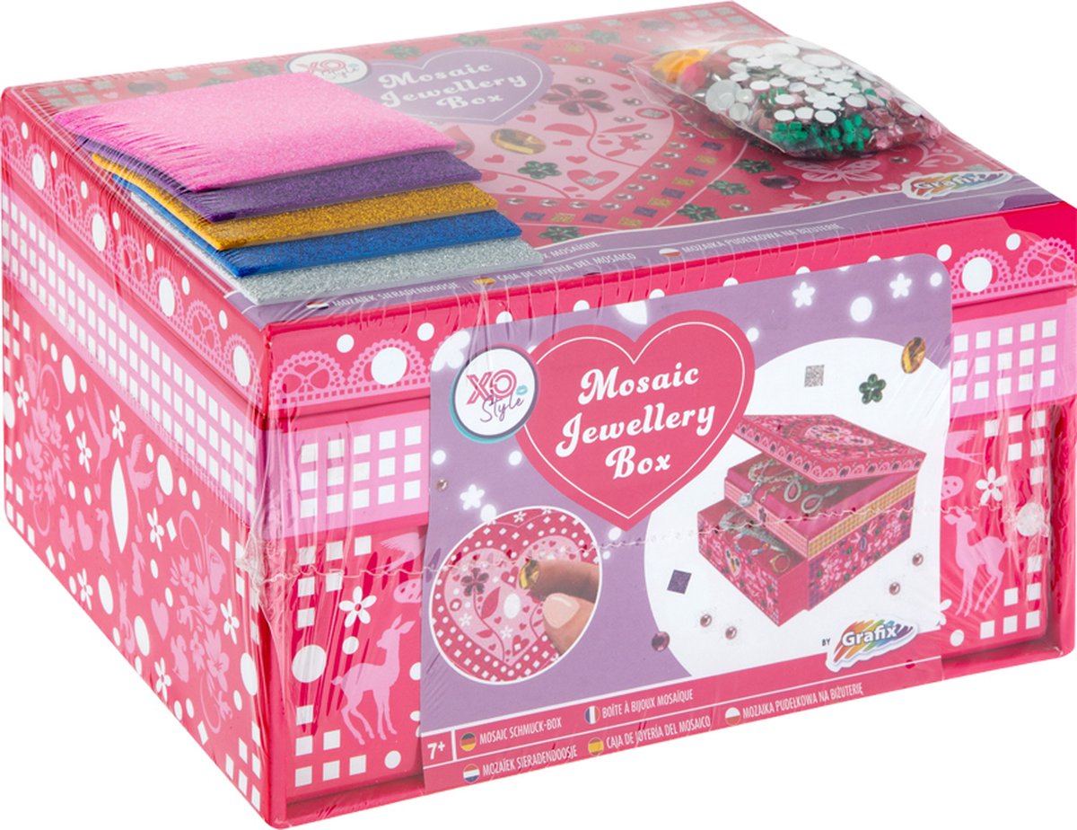Grafix mozaïk sieradenpakket meisjes | Variant Roze | Knutselen meisjes | knutselpakket meisjes | Knutselkoffer | Speelgoed meisjes